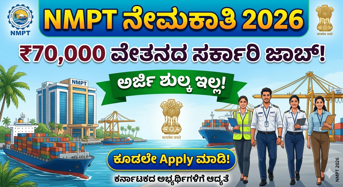 NMPT Recruitment 2026: ₹70,000 ವೇತನದ ಸರ್ಕಾರಿ ಜಾಬ್ – ಅರ್ಜಿ ಶುಲ್ಕ ಇಲ್ಲ, ಕೂಡಲೇ Apply ಮಾಡಿ!