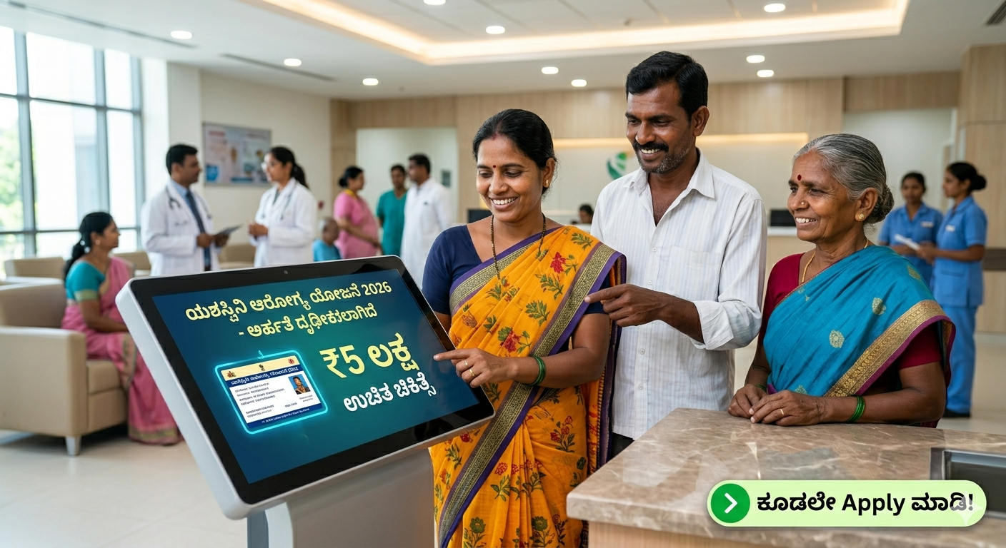 ₹5 ಲಕ್ಷ ಉಚಿತ ಚಿಕಿತ್ಸೆ! ಯಶಸ್ವಿನಿ ಆರೋಗ್ಯ ಯೋಜನೆ 2026 ಅರ್ಜಿ ಪ್ರಾರಂಭ – ಕೂಡಲೇ Apply ಮಾಡಿ