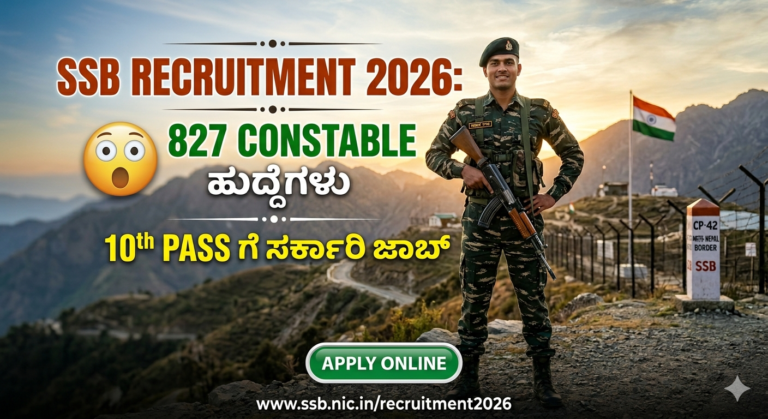 SSB Recruitment 2026: 827 Constable ಹುದ್ದೆಗಳು 😲 10th Pass ಗೆ ಸರ್ಕಾರಿ ಜಾಬ್ | Apply Online