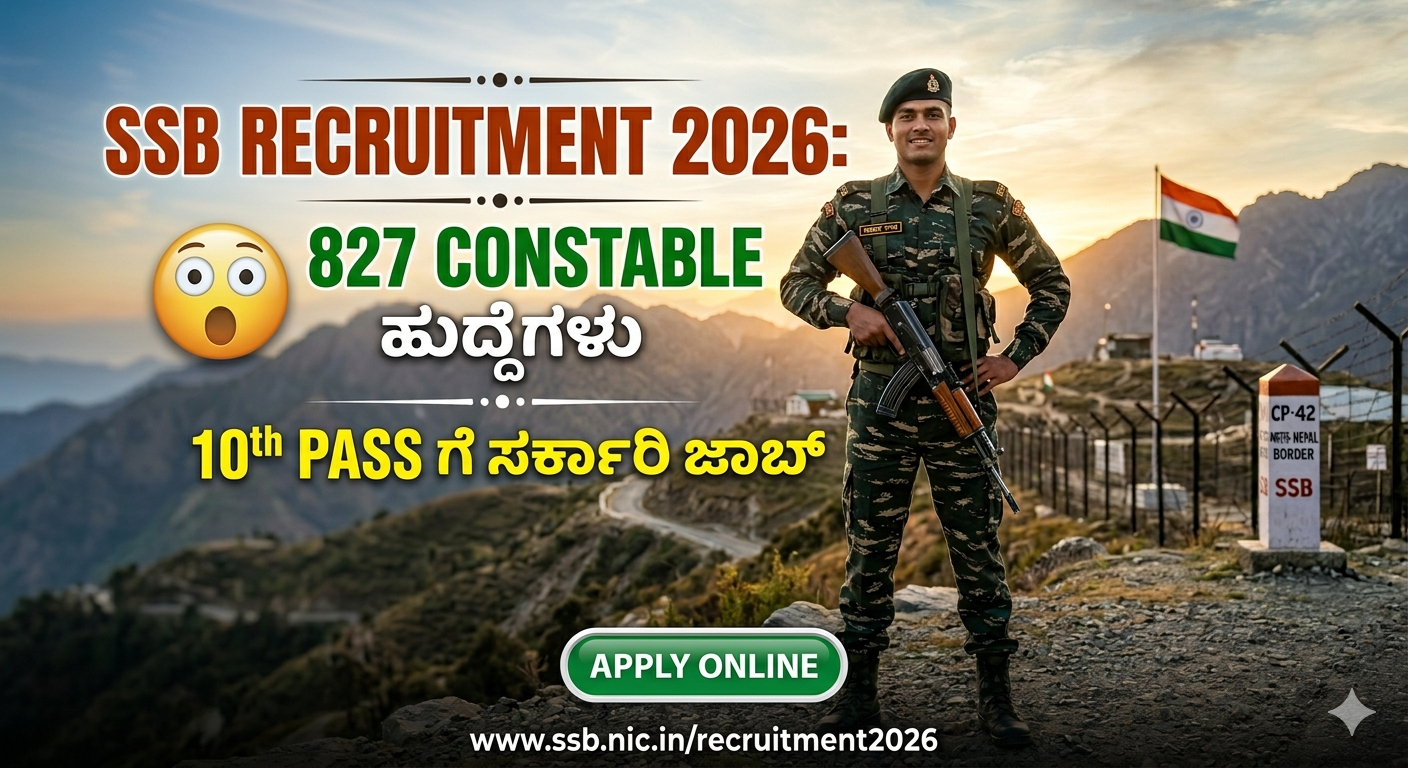 SSB Recruitment 2026: 827 Constable ಹುದ್ದೆಗಳು 😲 10th Pass ಗೆ ಸರ್ಕಾರಿ ಜಾಬ್ | Apply Online