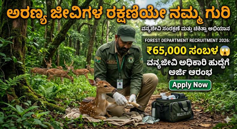 Forest Department Recruitment 2026: ₹65,000 ಸಂಬಳ 😲 ವನ್ಯಜೀವಿ ಅಧಿಕಾರಿ ಹುದ್ದೆಗೆ ಅರ್ಜಿ ಆರಂಭ | Apply Now