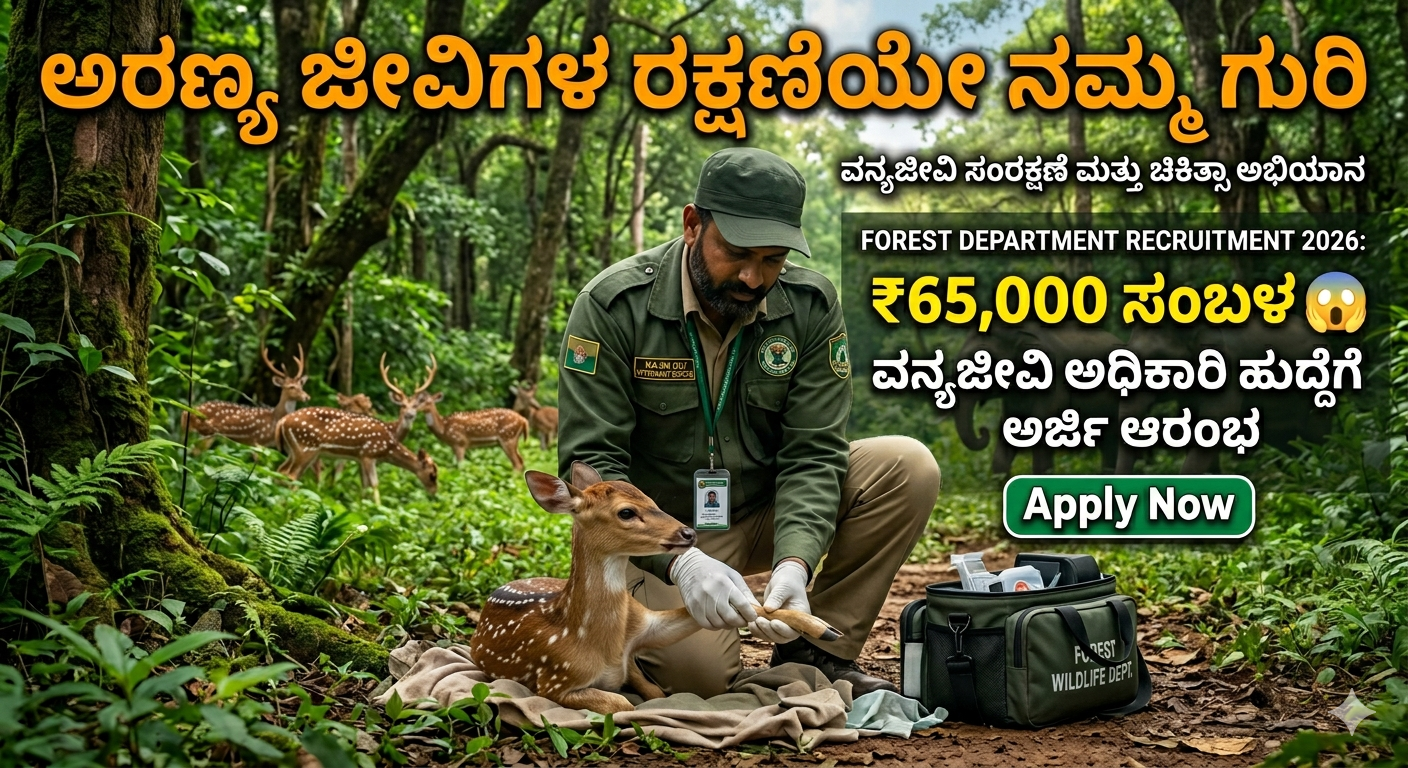 Forest Department Recruitment 2026: ₹65,000 ಸಂಬಳ 😲 ವನ್ಯಜೀವಿ ಅಧಿಕಾರಿ ಹುದ್ದೆಗೆ ಅರ್ಜಿ ಆರಂಭ | Apply Now