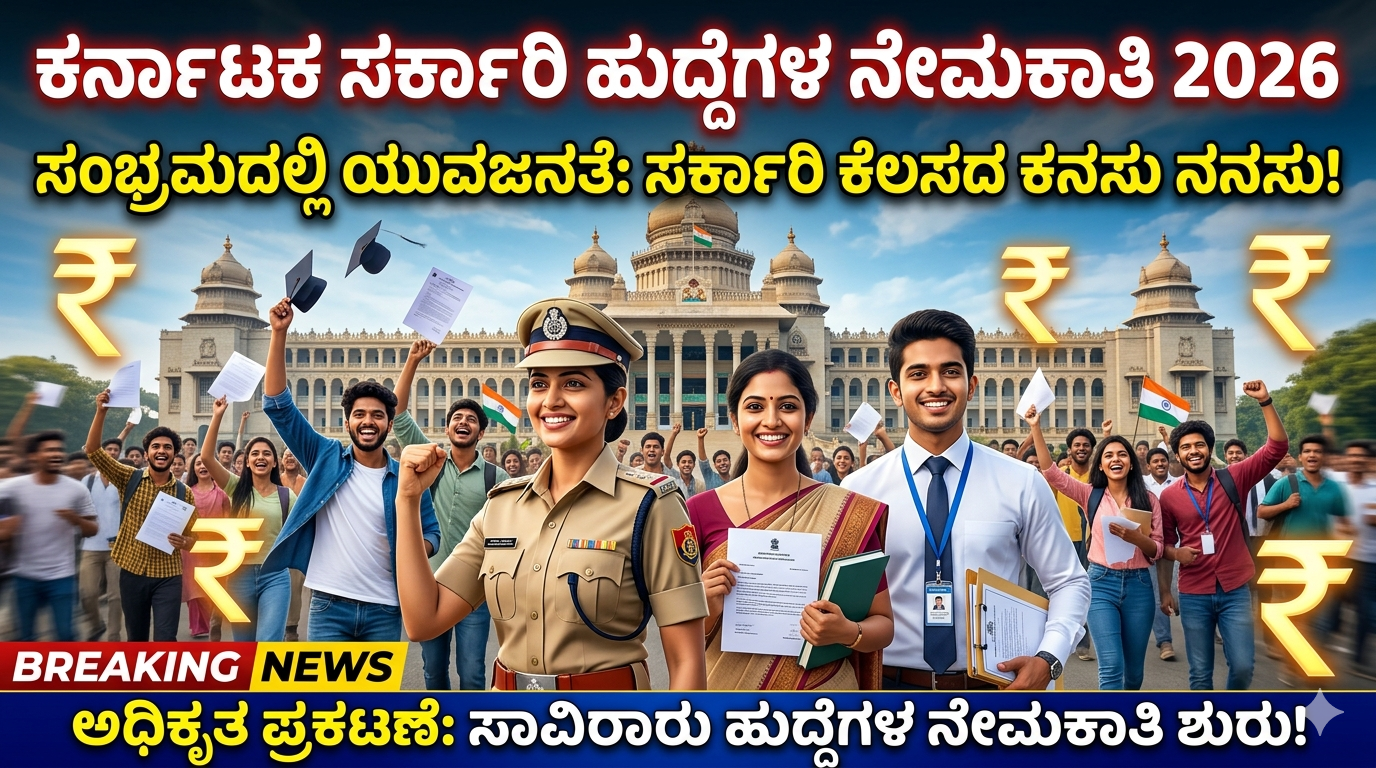 Karnataka Government Jobs Recruitment 2026 | ಕರ್ನಾಟಕದಲ್ಲಿ ಭರ್ಜರಿ ಸರ್ಕಾರಿ ಉದ್ಯೋಗ ಅವಕಾಶ