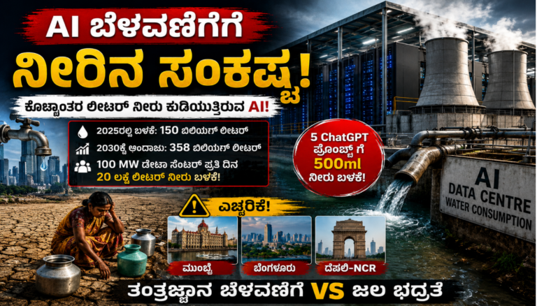 AI Data Centers Water Crisis in India: ಭಾರತದ AI ಬೆಳವಣಿಗೆಗೆ ನೀರಿನ ಕೊರತೆಯ ದೊಡ್ಡ ಸವಾಲು